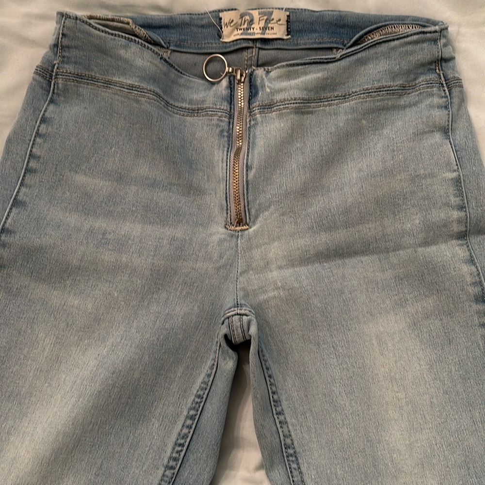 Free People low rise zipper pull stretch ankle flare jeans 27